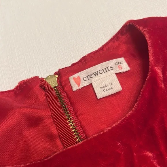 Crewcuts J. Crew smocked waist velvet red dress - Picture 4 of 6